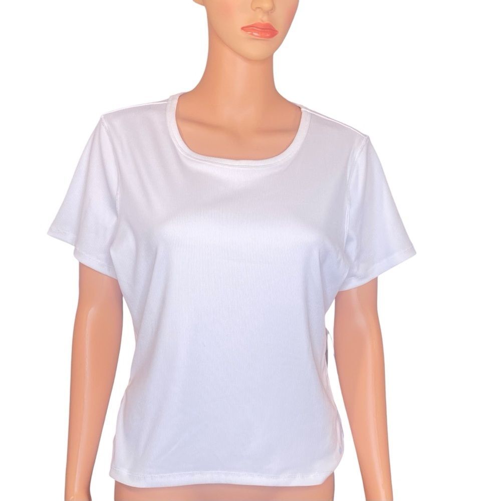 Layer 8 Ribbed Tee Short Sleeve Crew Neck SZ LG NWT Performance Wear Workout
